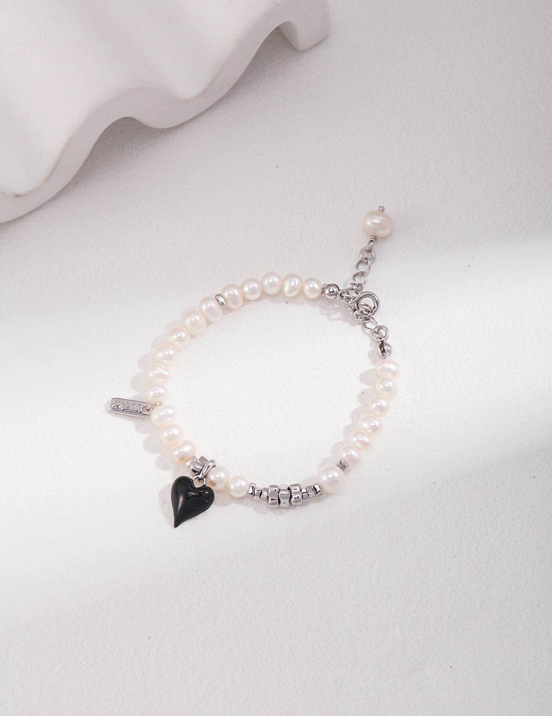 Spades Series-Sterling silver pearl drop glaze bracelet