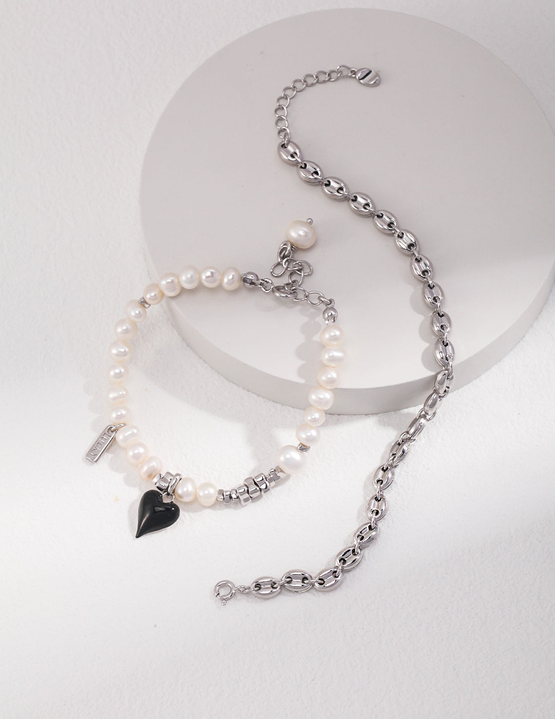 Spades Series-Sterling silver pearl drop glaze bracelet