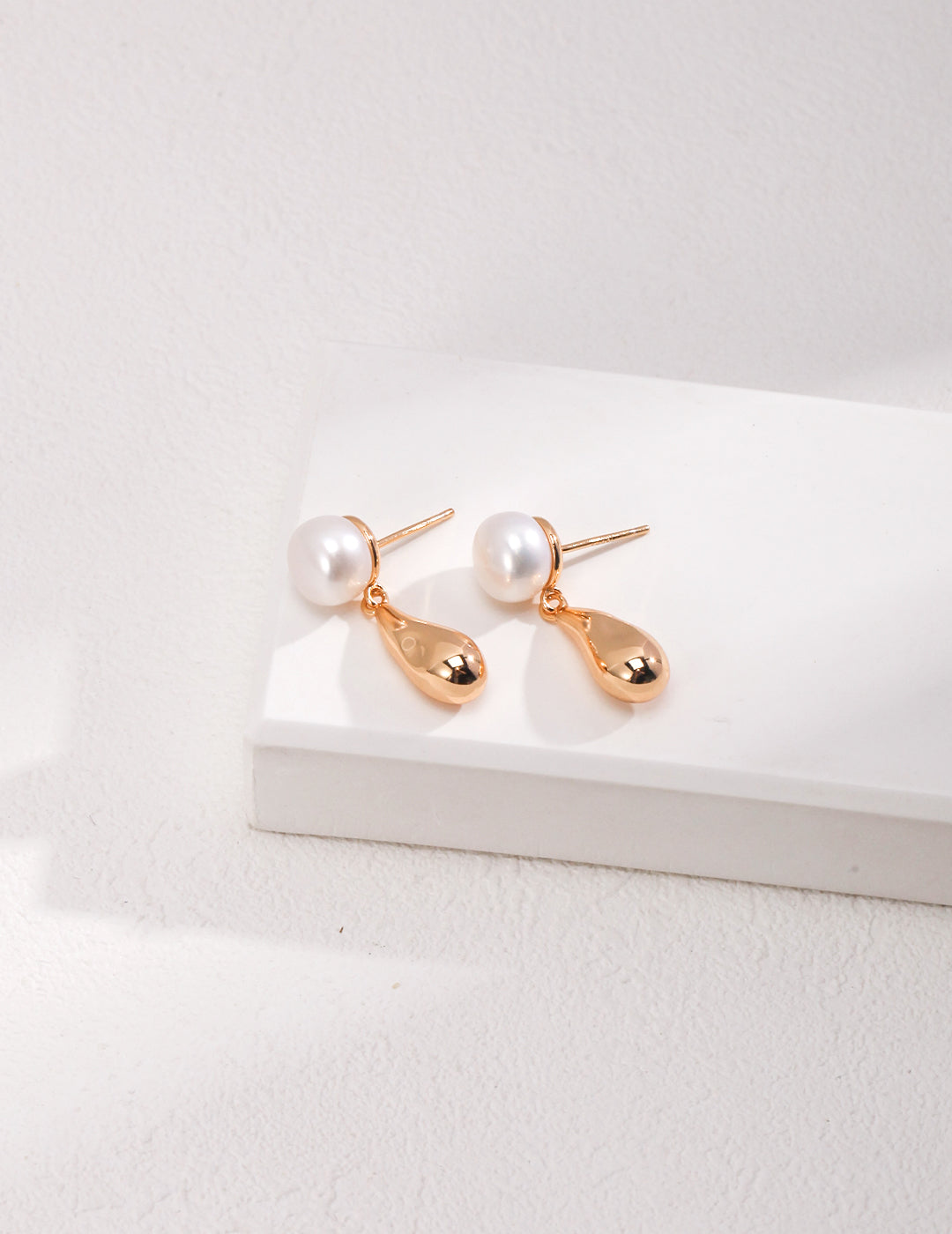 Drop Shape Sterling Silver Pearl Earrings