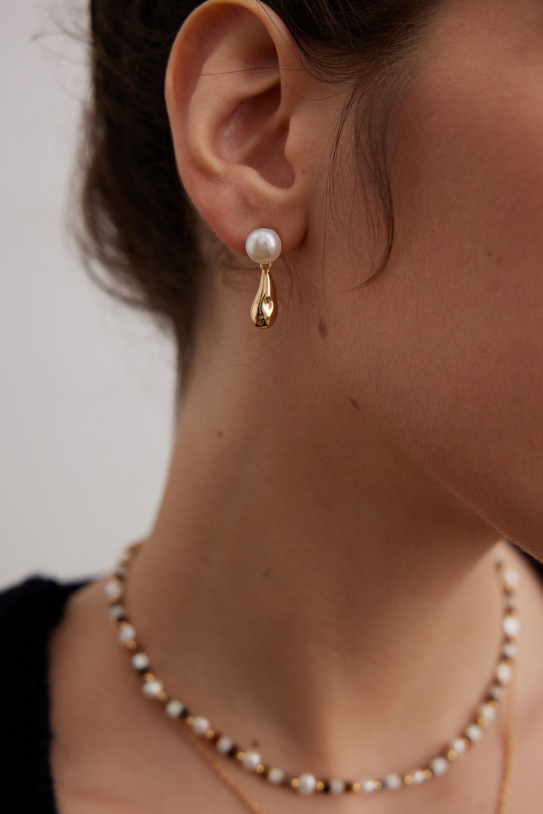 Drop Shape Sterling Silver Pearl Earrings